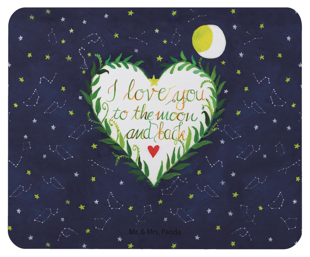 Mr. & Mrs. Panda Mousepad Love u to the moon & back - Geschenk, mousematte, Partner, Liebe Spruch, Mauspad, pc, Hochzeitstag, Jahrestag, Englisch, ...