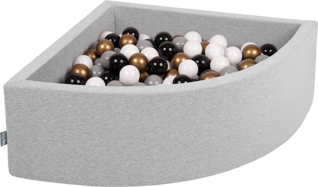 KiddyMoon Bällebad 90x30cm Viertel Ecking 200 Bälle ∅7cm Rund Bällepool Mit Bunten Bällen Für Babys Und Kinder