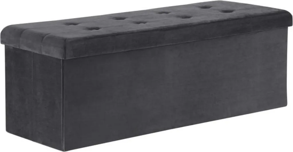 Banc de rangement pour chambre et gain de place en velours gris