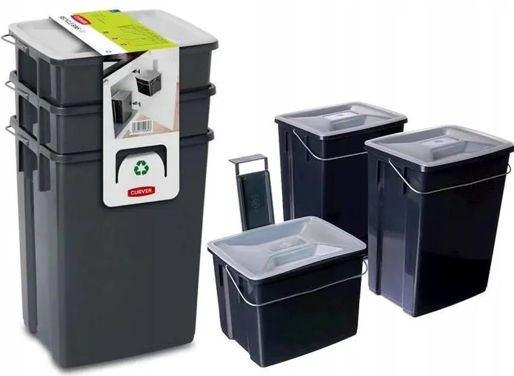 Poubelle tri sélectif anti-odeur 3 bacs - Solution compacte cuisine