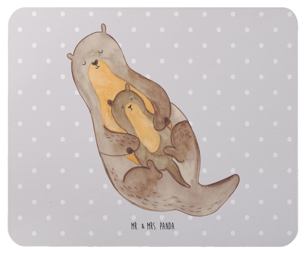 Mr. & Mrs. Panda Mouse Pad Otter Kind - Grau Pastell - Geschenk, Mama, Baby, laptop mauspad, Geburt, Mutter, Familie, pc, Mousepad