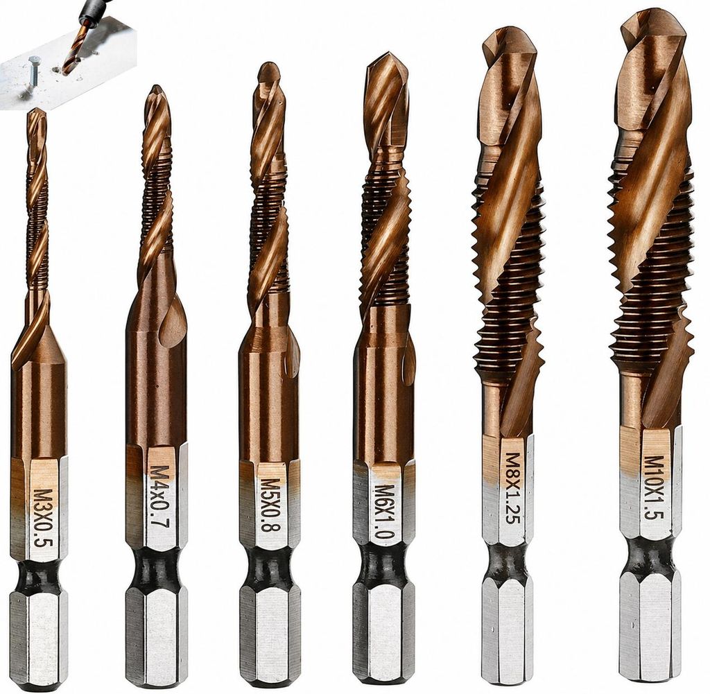 6-teiliges HSS-Co M35 Kobalt Gewindebohrer-Set M3-M10 für Produktbild  KI-generiertes Bild