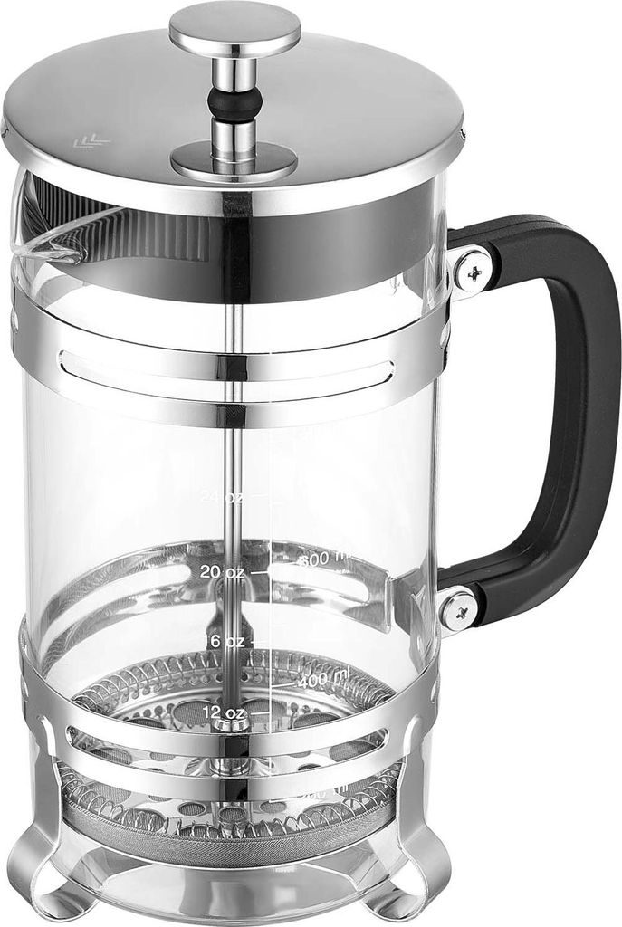 SucceBuy Französische Press-Kaffeemaschine, 1 L Kaffeepresse aus Borosilikatglas mit Edelstahlfilter, Teebereiter für Camping, Reisen, Küche und...