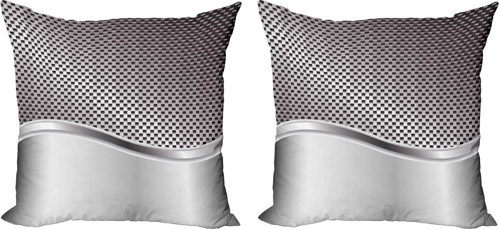 ABAKUHAUS Grau Kissenbezug Set (2Stück), Technologie-Struktur mit gewelltem Streifen und kariertem Motiv-industrieller Gitter-Druck, 50 x 50 cm, A...