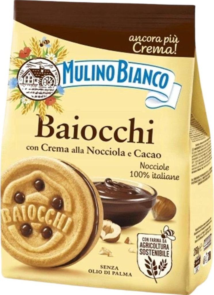 A package of Mulino Bianco Baiocchi cookies.