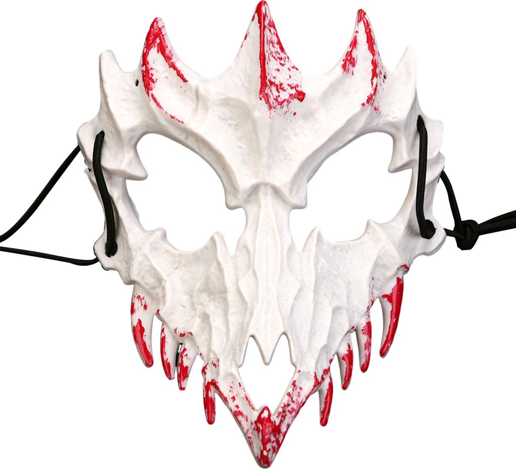 Halbgesichtsmaske, Horror-Halloween-Kostüm-Requisiten, Tierskelett, Blutmaske mit elastischen Bändern für Halloween, Cosplay, Karneval, Maskeraden