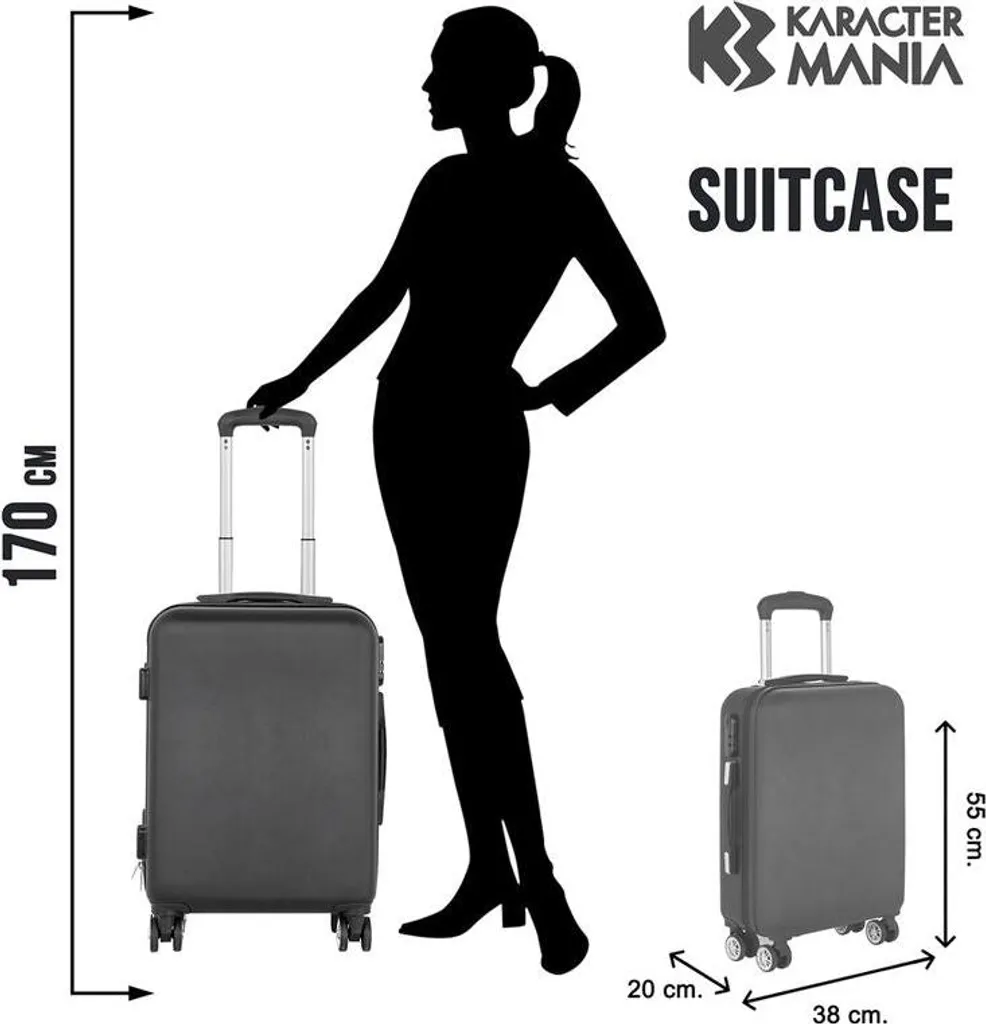 Valise à roulettes en ABS 55 cm Rigide et Légère - Modèle Travel S-Line
