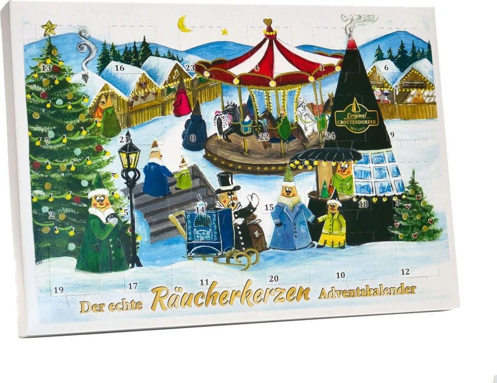 Räucherkerzen Adventskalender mit 24 Räucherkerzen, Querformat BxHxT 22x31x3,2cm NEU
