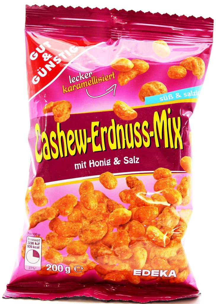 Cashew-Erdnuss-Mix mit Honig und Salz, 9er Pack (9 x 200g)