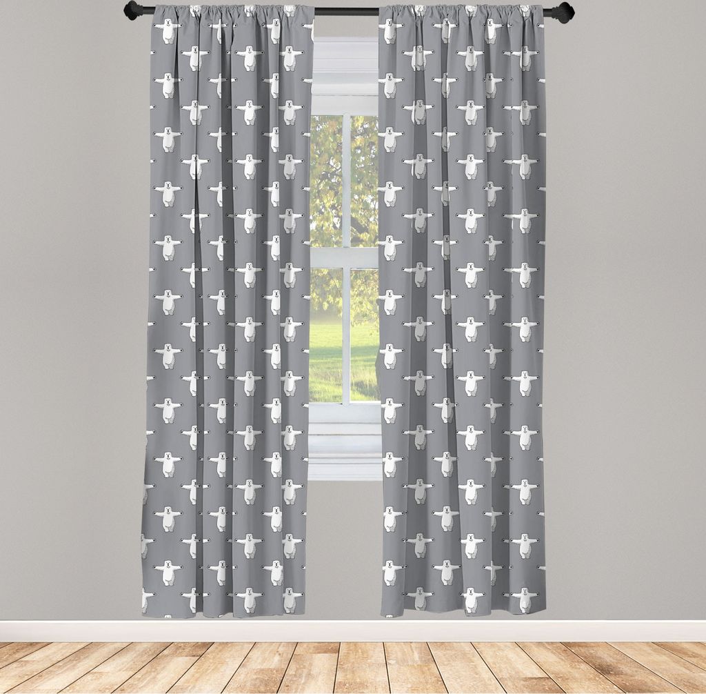 ABAKUHAUS Eisbär Vorhänge, Gardinen, Lustige Tiere mit den Armen öffnen Ready to Hug Freundlich Zoo Characters, 2 Stück 75 x 245 cm, , Schwarz ...