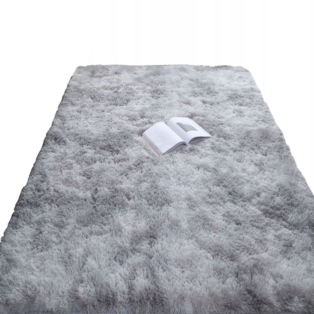 Plüsch Zottelteppich Weicher Plüsch Haarig Hellgrau 300X200Cm