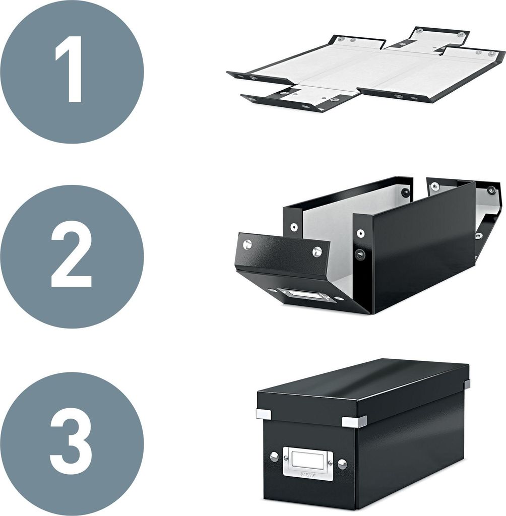 Leitz Click & Store Aufbewahrungsbox mit Deckel Klein, Box für Unterlagen bis A5 im Büro u. Haushalt, Transportbox aus 84% recycelter Premium-Har...