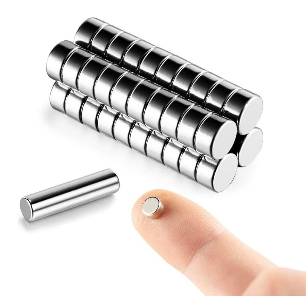 Mini-Magnete – 6 x 3 mm, runde Neodym-Magnete aus Seltenerdmetallen, für Bastelarbeiten und Miniaturen, 40 Stück