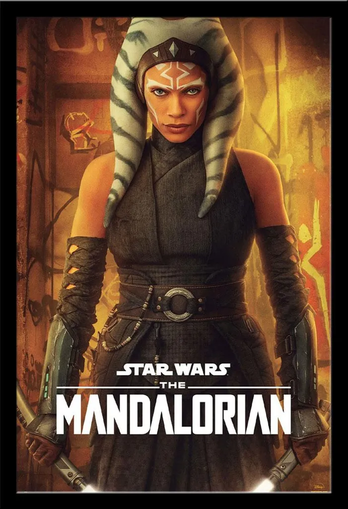 Quadro Star Wars Ahsoka Tano 61x91,5 con Cornice Shinsuke MDF Nero