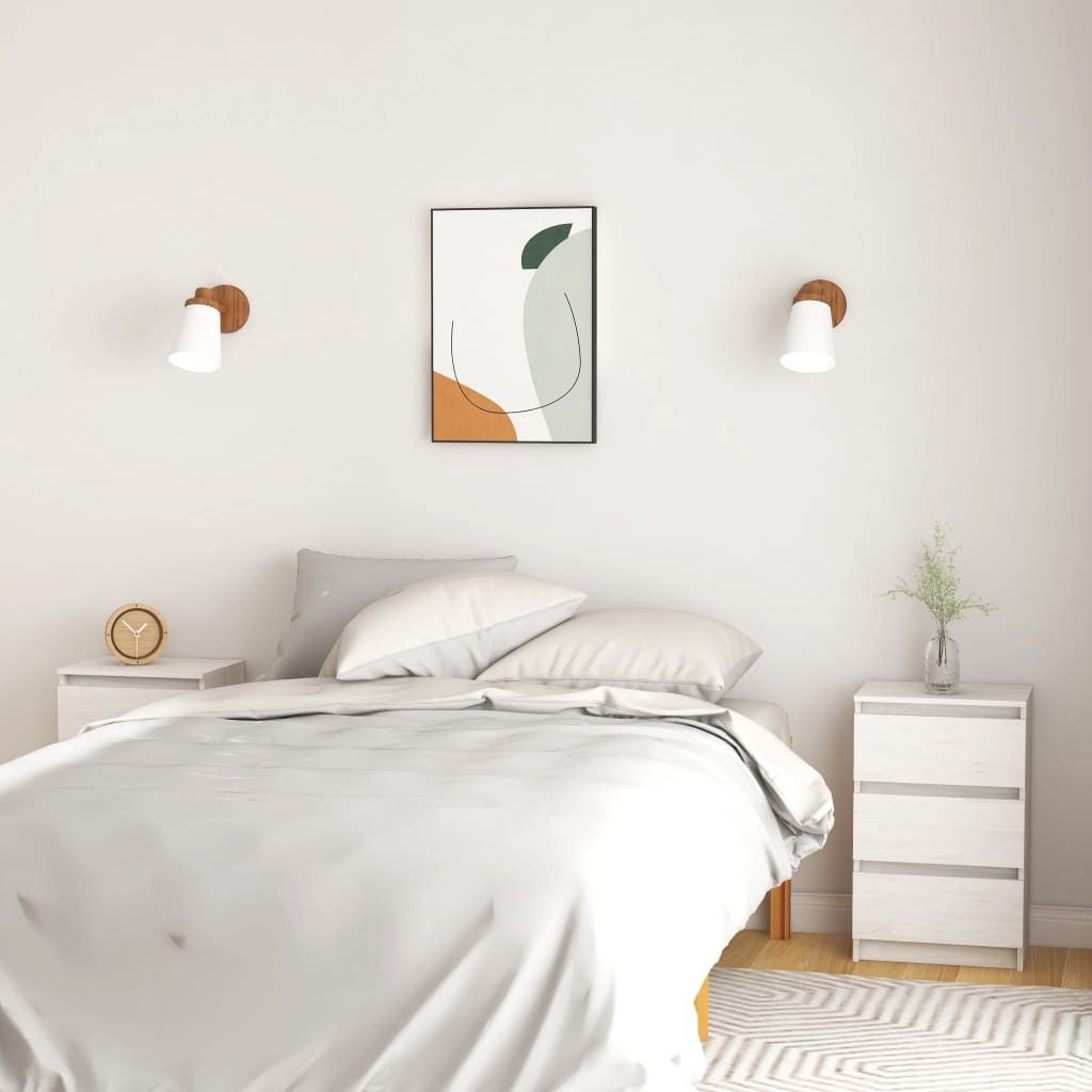 Maison Exclusive - Nachtschränke 2 Stk. Weiß 40x29,5x64 cm Massivholz Kiefer