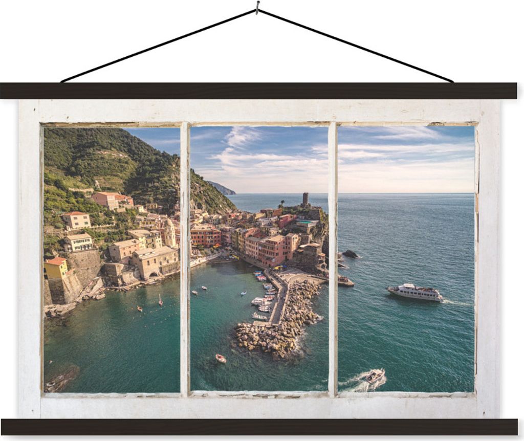 MuchoWow Textilposter Aussicht - Insel - Wasser 120x80 cm mit schwarzem Rahmen - Wanddeko