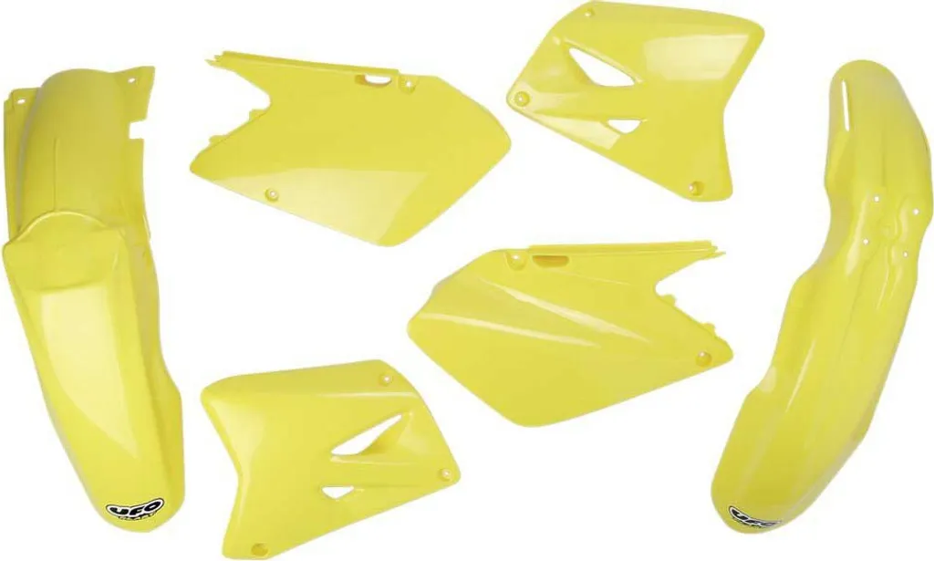 Plastiques complets Suzuki RM 125 250 UFO PLAST jaune blanc 7 pièces