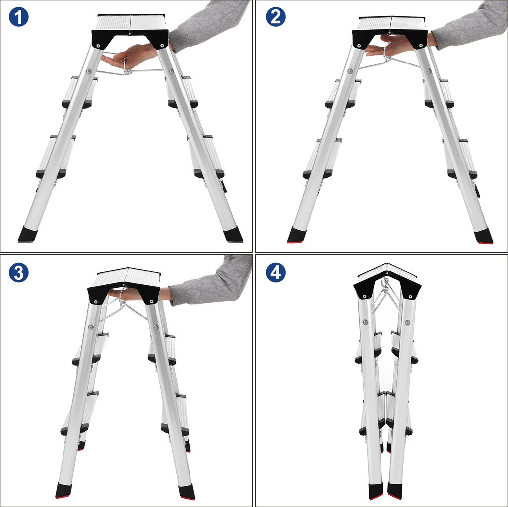 SONGMICS Leiter, Trittleiter, Aluleiter mit 3 Stufen, Produktbild 10