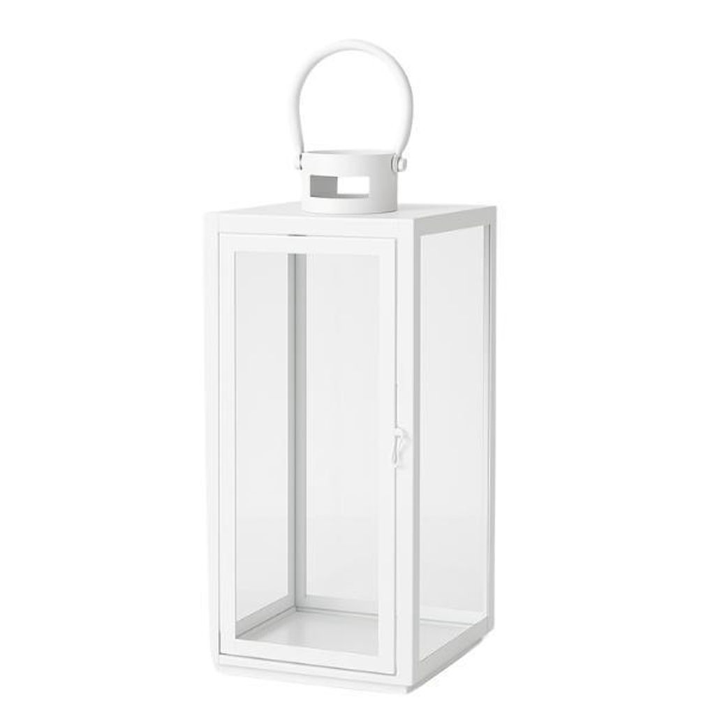 Laterne Weiß Matt 21,5 cm Metall Glas Windlicht Garten Deko Produktbild 