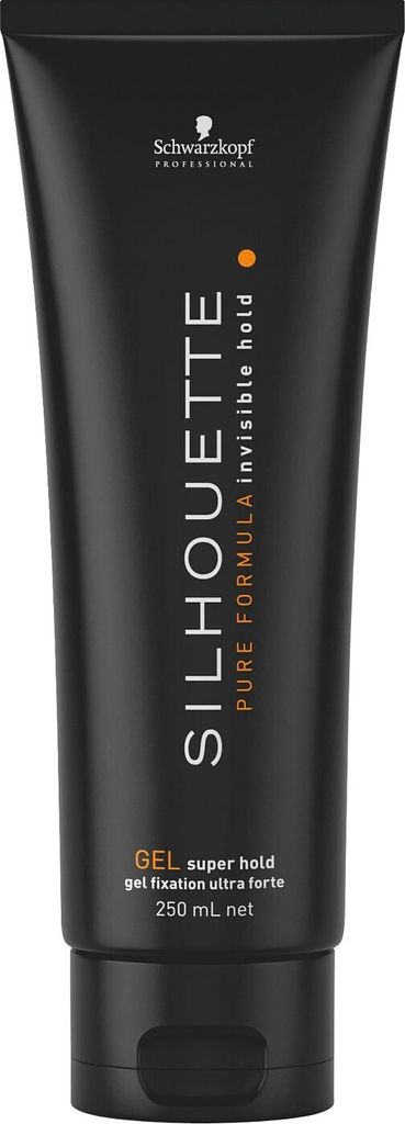 A black tube of hair gel against a white background.