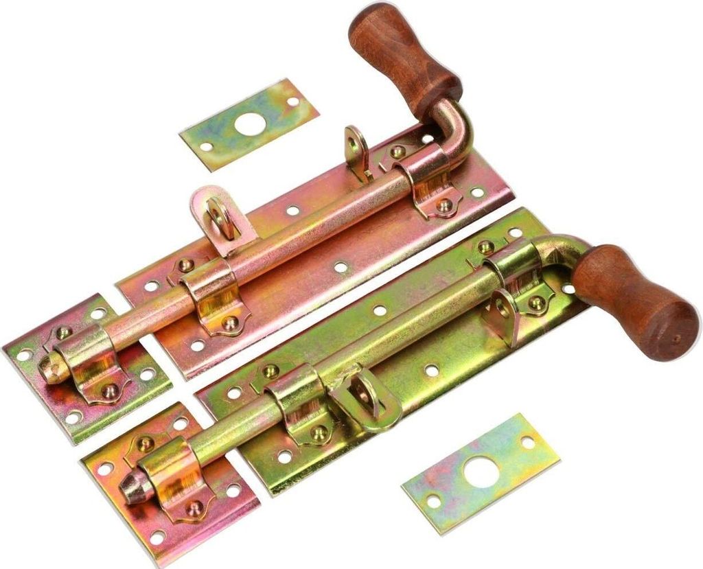 KOTARBAU Torriegel 280 mm Rechts/Links Set 2 St. Türriegel Bolzenriegel Schlossriegel Schubriegel Verzinkt Gelb Riegelverschluss Torverschluss