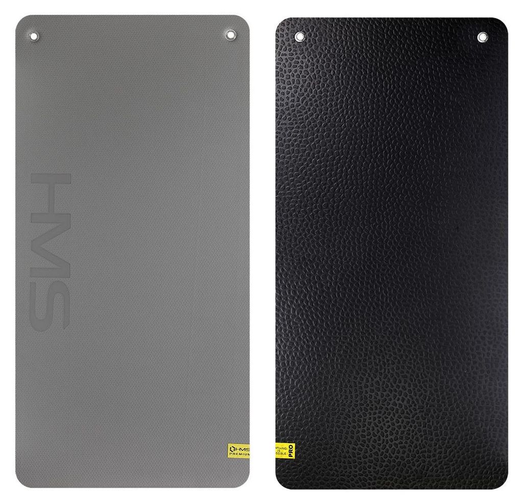 HMS MFK02 Fitnessmatte Trainingsmatte Gymnastikmatte rutschfest Ösen Grau