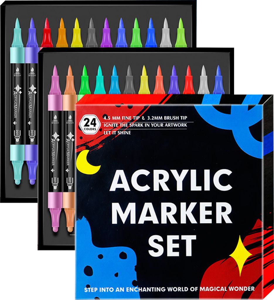 12/24/36-teiliges Doppellinien-Umriss-Markierungsstift-Set, wasserdicht, metallische Kunststifte, brillante Farben, Graffiti-Textmarker