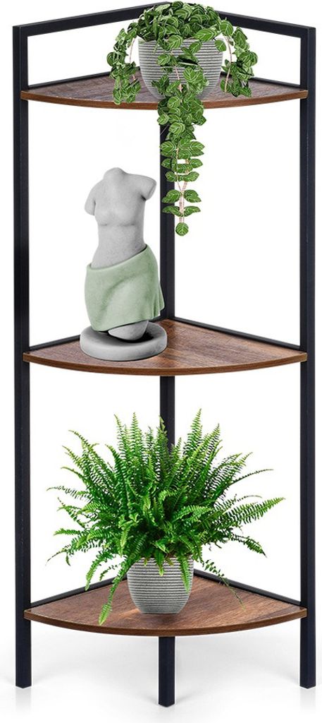 Čierna kovová rohová polica 23,5x23,5x76 cm Obrázok produktu 