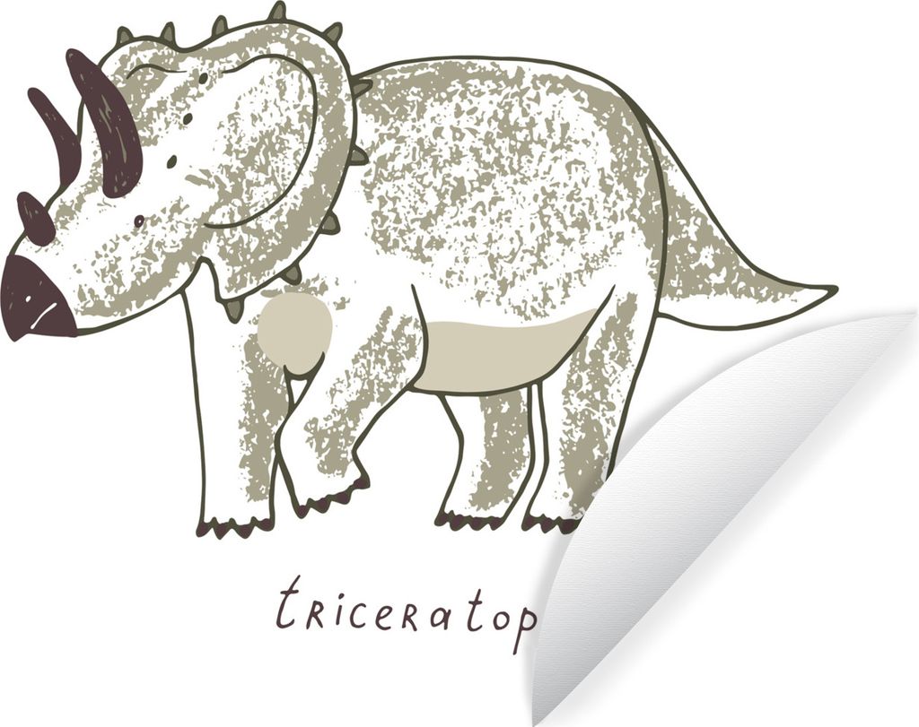 MuchoWow Runde Wandtattoo - Wandsticker Tapete Aufkleber Kinderzimmer - Triceratops - Dinosaurier - Jungen - Mädchen - Kinder Ø 30 cm Selbstkle...