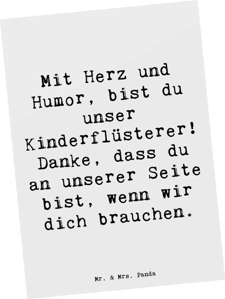 Mr. & Mrs. Panda Postkarte Spruch Baby-Sitter Engelflüsterer - Weiß - Geschenk, Kinderflüsterer, Danke sagen, Dankbarkeit, Ansichtskarten, Danke...