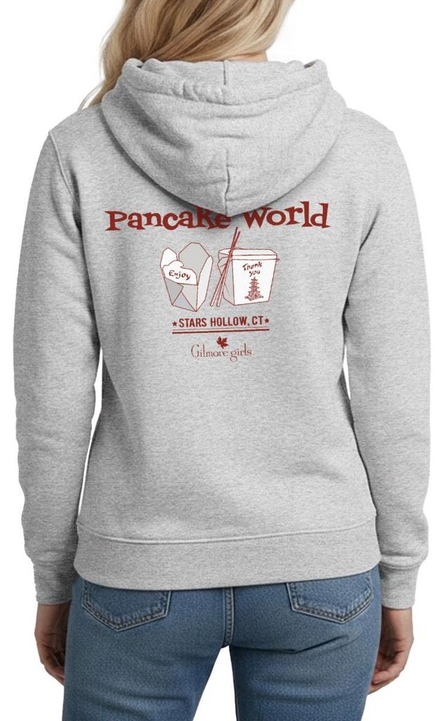 Spreadshirt Gilmore Girls Al's Pancake World Design Damen Hoodie, M, Hellgrau meliert
