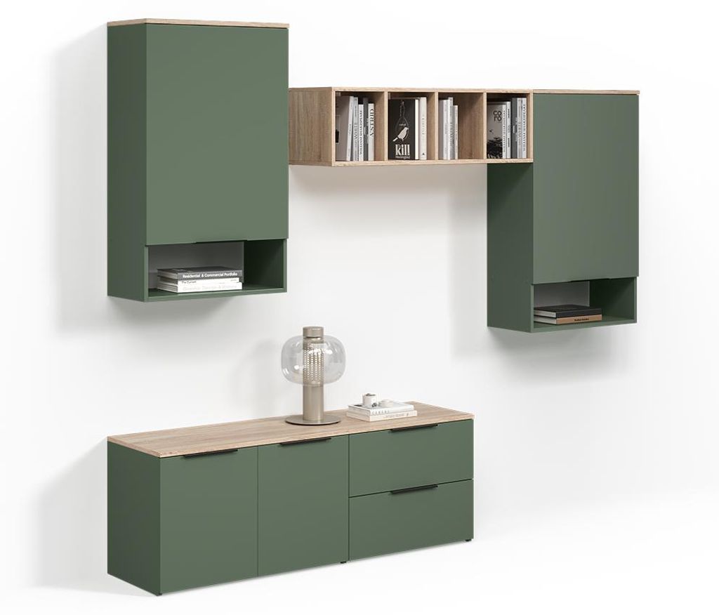 Wohnwand Livinity Piave Grün 5 Teile, Model 58800