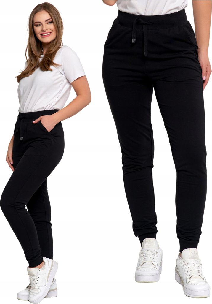 DAMEN'S PANTS Glatt mit Taschen Trainingshose Baumwolle MORAJ - L
