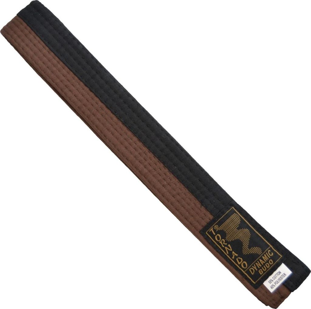 TEKKA BUDO Kampfsport Gürtel Braun-Schwarz mittig geteilt 2-farbig - Budogürtel halb halb gestreift, Karate, Judo, Taekwondo, Ju-Jutsu - 300 cm