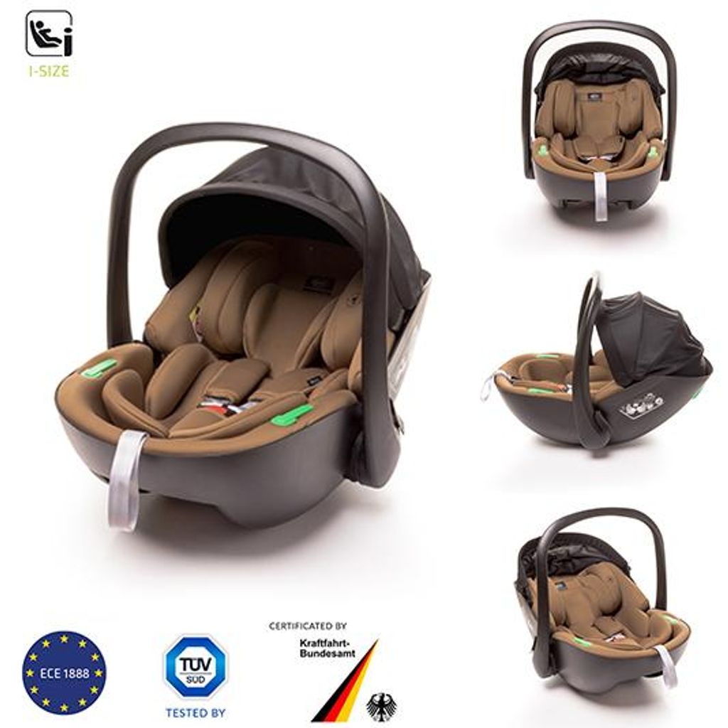 4baby Neo i-Size Kindersitz Gruppe 0+ für Neugeborene bis 13 kg (0–15 Monate), Babyschale, RWF, leicht, höhenverstellbar, ECE R129, Mokka