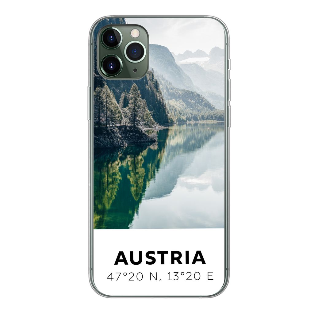 MuchoWow Handyhülle Schutzhülle Hülle für iPhone 11 Pro Max Österreich - Wasser - Grün - Alpen Silikon Softcase Handy Hülle - Schutz