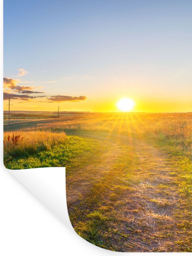MuchoWow Wandtattoo Wandsticker Wandaufkleber Sonne - Natur - Landschaft 90x120 cm Selbstklebend und Repositionierbar - Faltenfrei