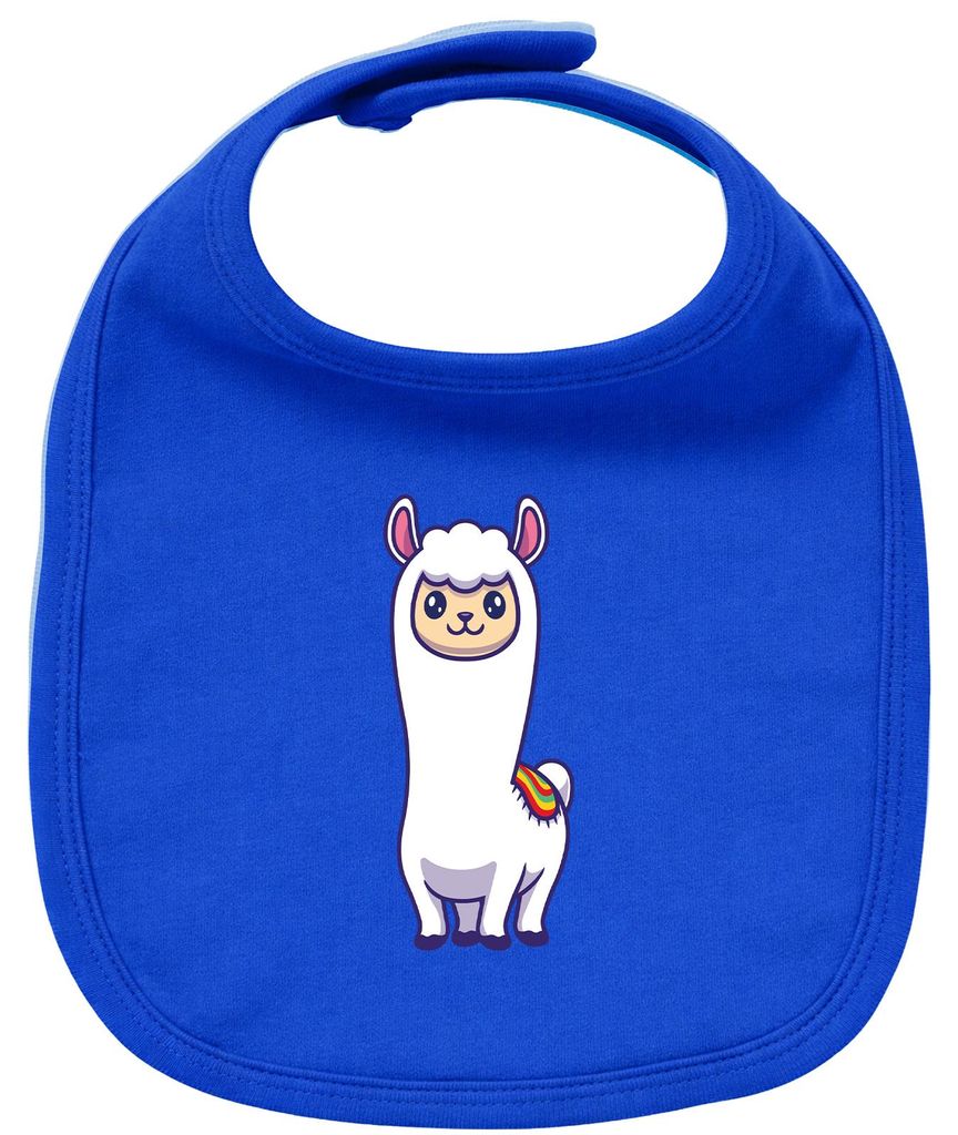 Huuraa Baby Lätzchen Lama Comic Royal Blue Klettverschluss Baumwolle Latz Geschenkidee