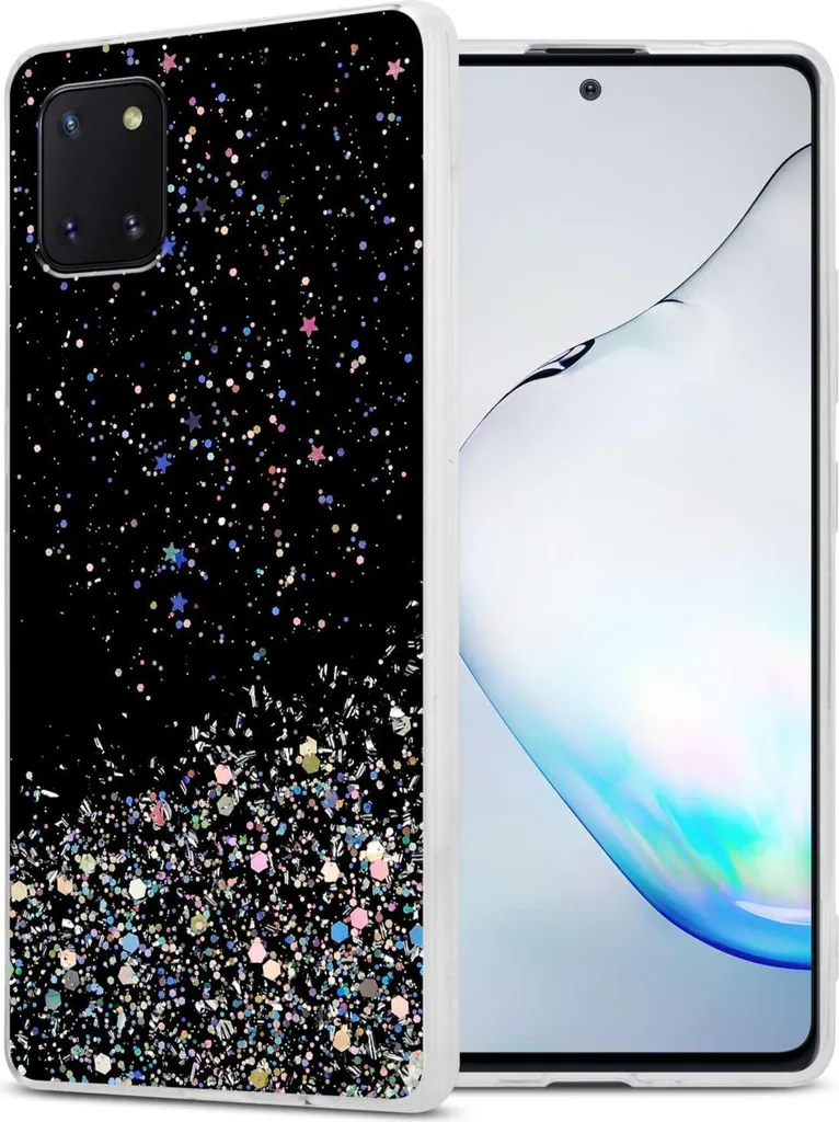Custodia Cadorabo Glitter per Samsung A81 e Note 10 Lite | Nero Scintillante