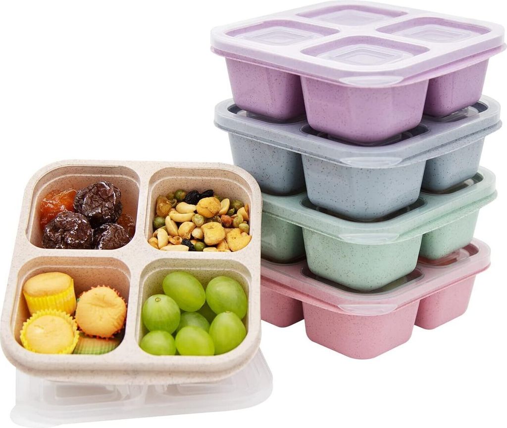 5er-Pack Bento-Lunchboxen, Snackbehälter mit 4 Fächern, Produktbild 
