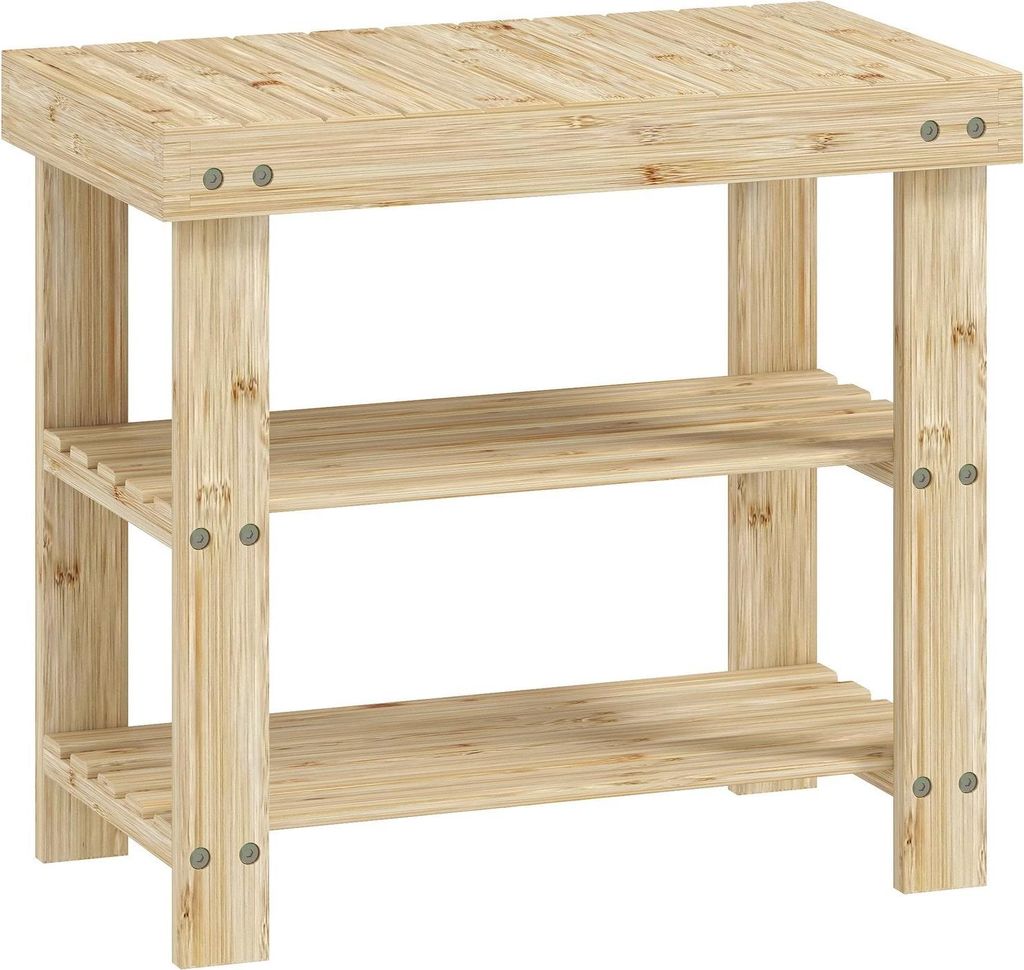 Schuhbank aus Bambus mit 2 Ablagen, 50 x 28 x 45 cm, Natur Produktbild 