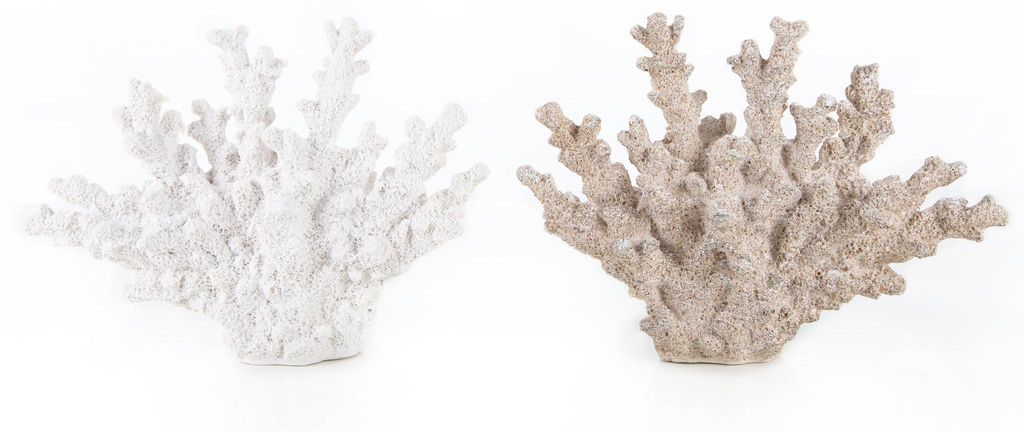 2 künstliche Korallen Deko Figuren weiß braun 27 cm maritim
