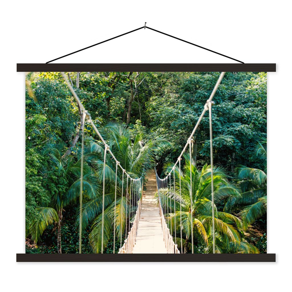 MuchoWow Textilposter Dschungel - Palme - Brücke - Natur - Pflanzen 60x45 cm mit schwarzem Rahmen - Poster Schlafzimmer