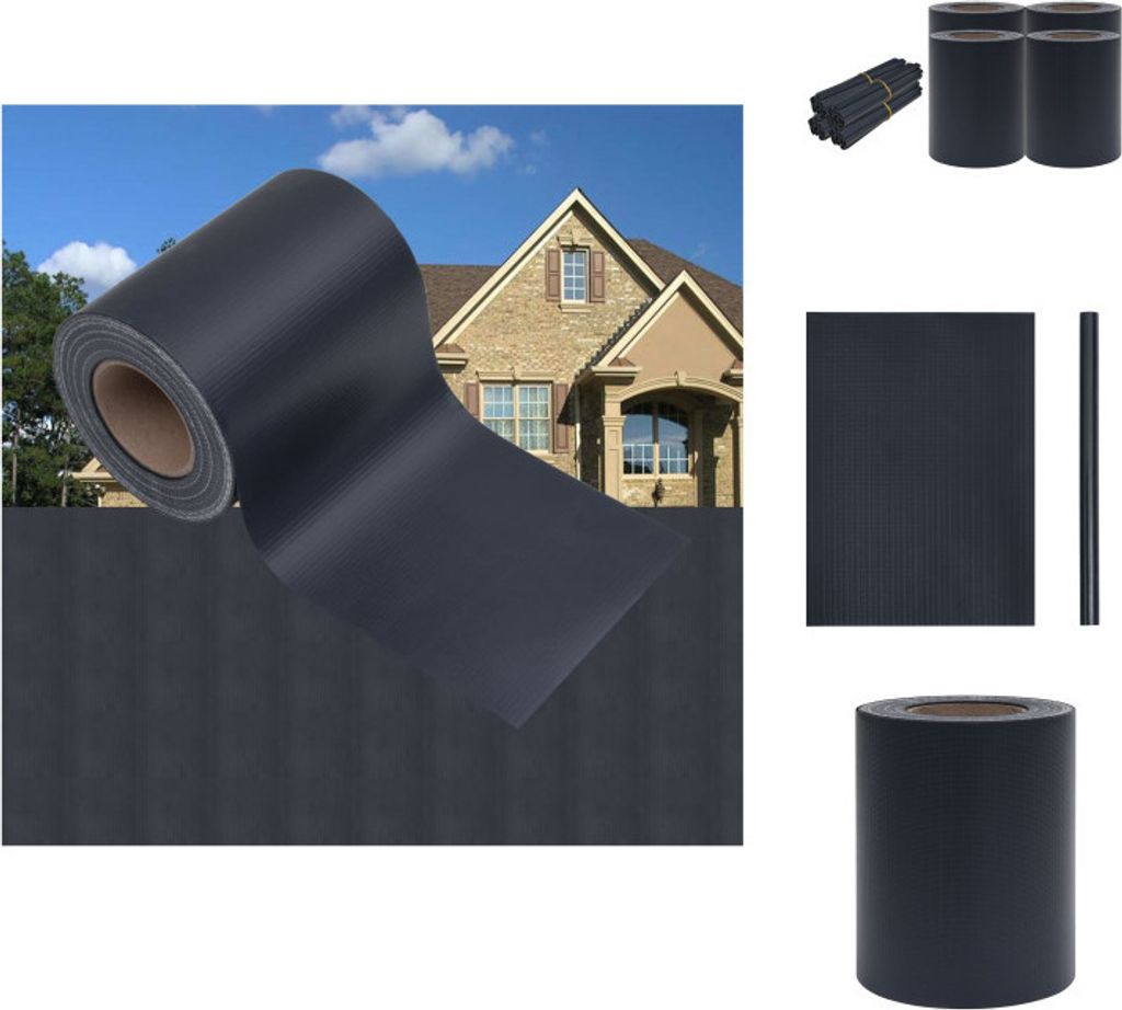 vidaXL Garten-Sichtschutz 4 Stk. PVC 35x0,19 m Matt-Dunkelgrau - Zaunfelder