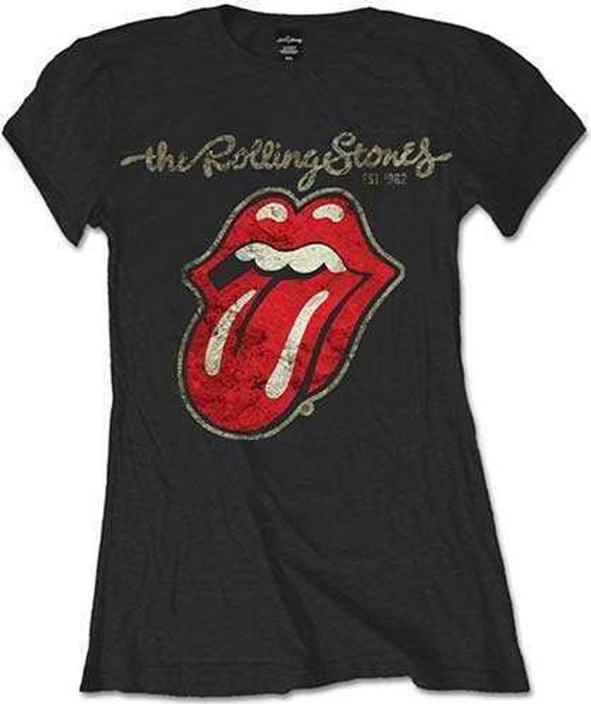 The Rolling Stones Plastered Tongue Black L Damen T-Shirt Produktbild 