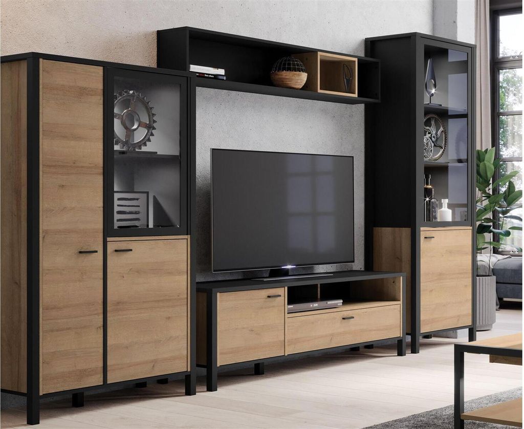 Wohnwand Schrankwand Anbauwand Mediawand TV-Wand Wohnzimmerwand "Hialeah I"