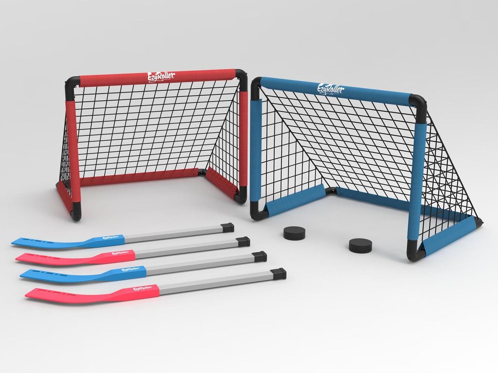 EzyRoller Hockey Set Fußball Kinder Spielzeug ab 4 Jahren Tor Outdoor Training Kinderspielzeug Fußballtor Minitor Hockeytor Spielzeugtor