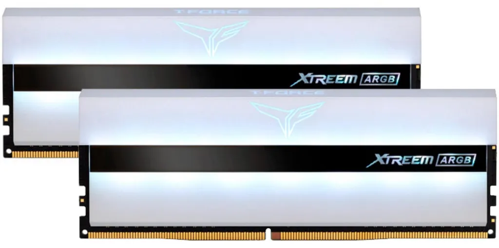 RAM Blanche Team T-Force XTREEM ARGB 16 Go 3600MHz LED Adressables PC