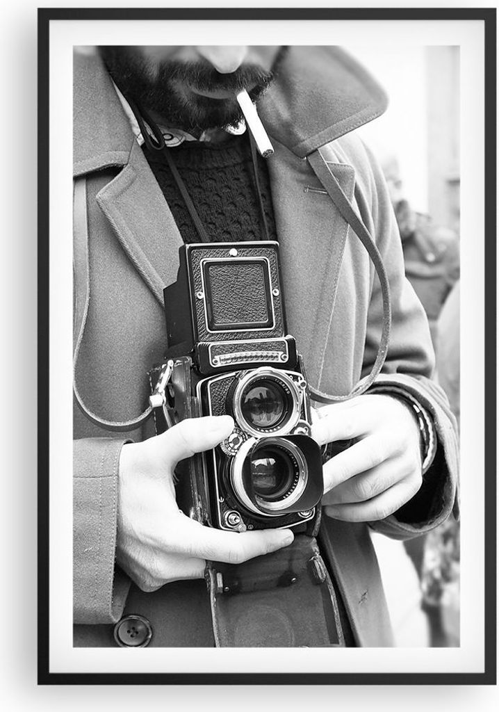 Gerahmtes Poster - Schwarzer Rahmen - Die Kamera Retro Vintage - 61x91,5 cm - Wand Bild - Wanddeko - Wandbilder - Kunstposter - Wandposter - Bilder...