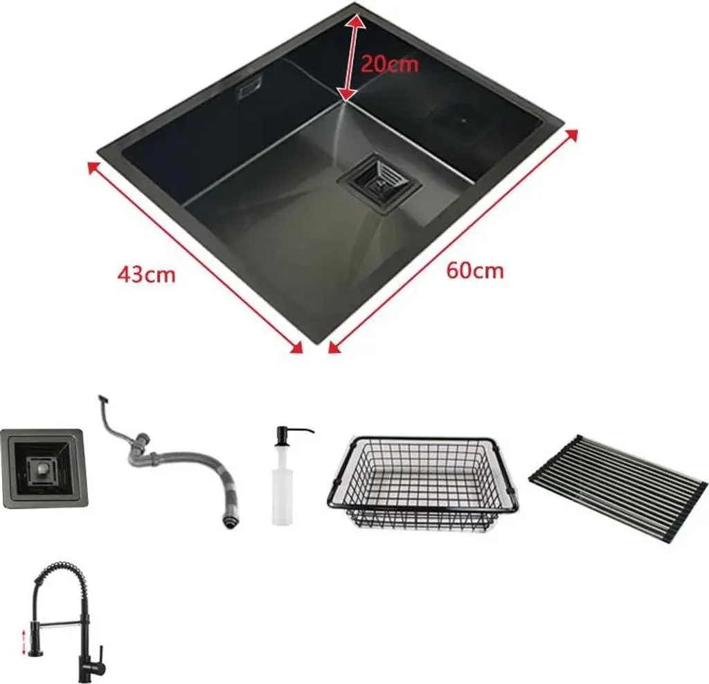 Évier monocuve acier inox finition brossée dimensions 60x43cm modèle B